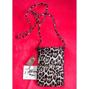 Beloved Gray Leopard Print Cell Phone CrossBody, BNWT